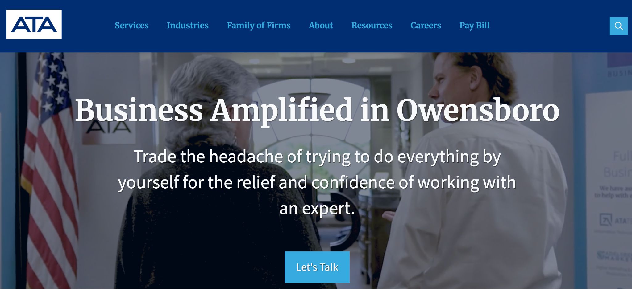 ATA Advisory business website banner for Business Amplified in Owensboro