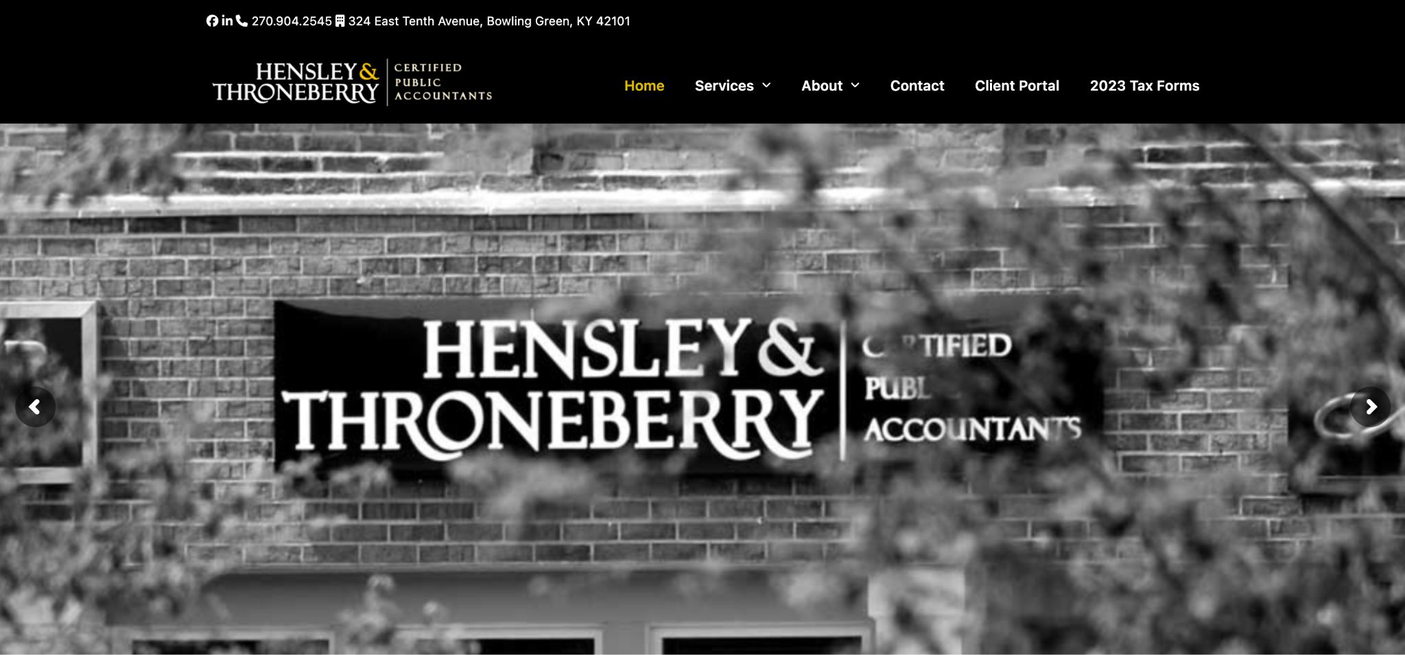 Hensley and Throneberry CPAs storefront building in Bowling Green
