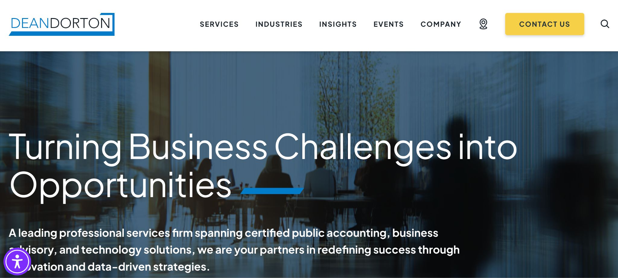 Dean Dorton website banner focusing on turning business challenges into opportunities