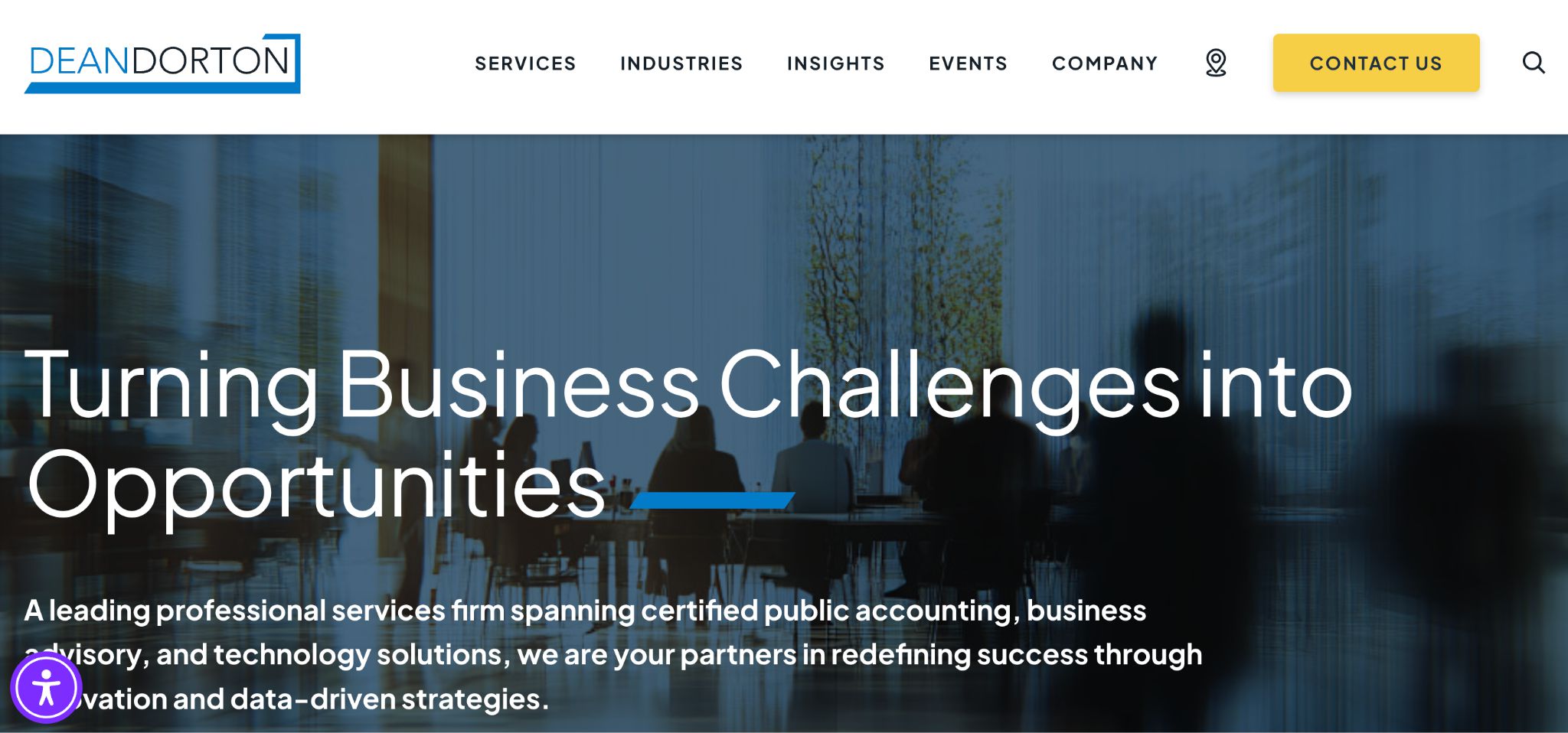 Dean Dorton website showing turning business challenges into opportunities